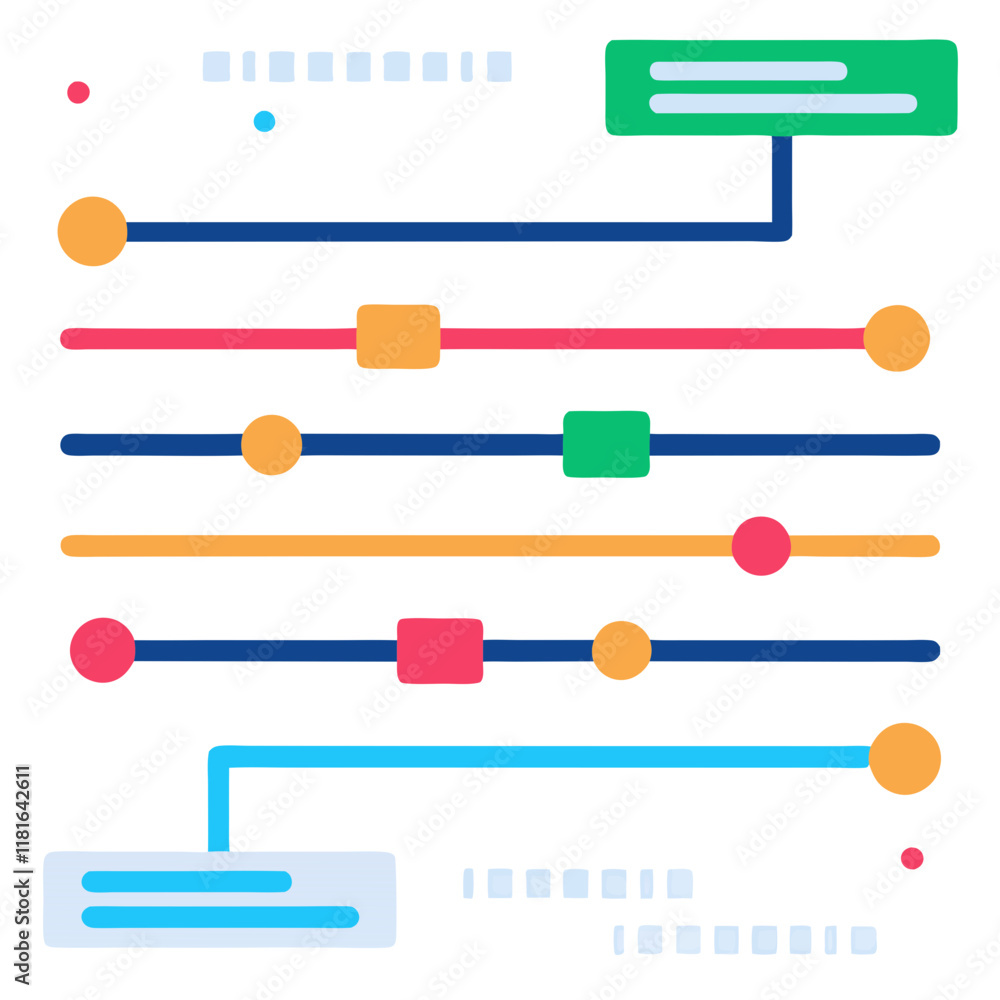 Poster a colorful gantt chart shows progress on various tasks with distinct colors representing different a