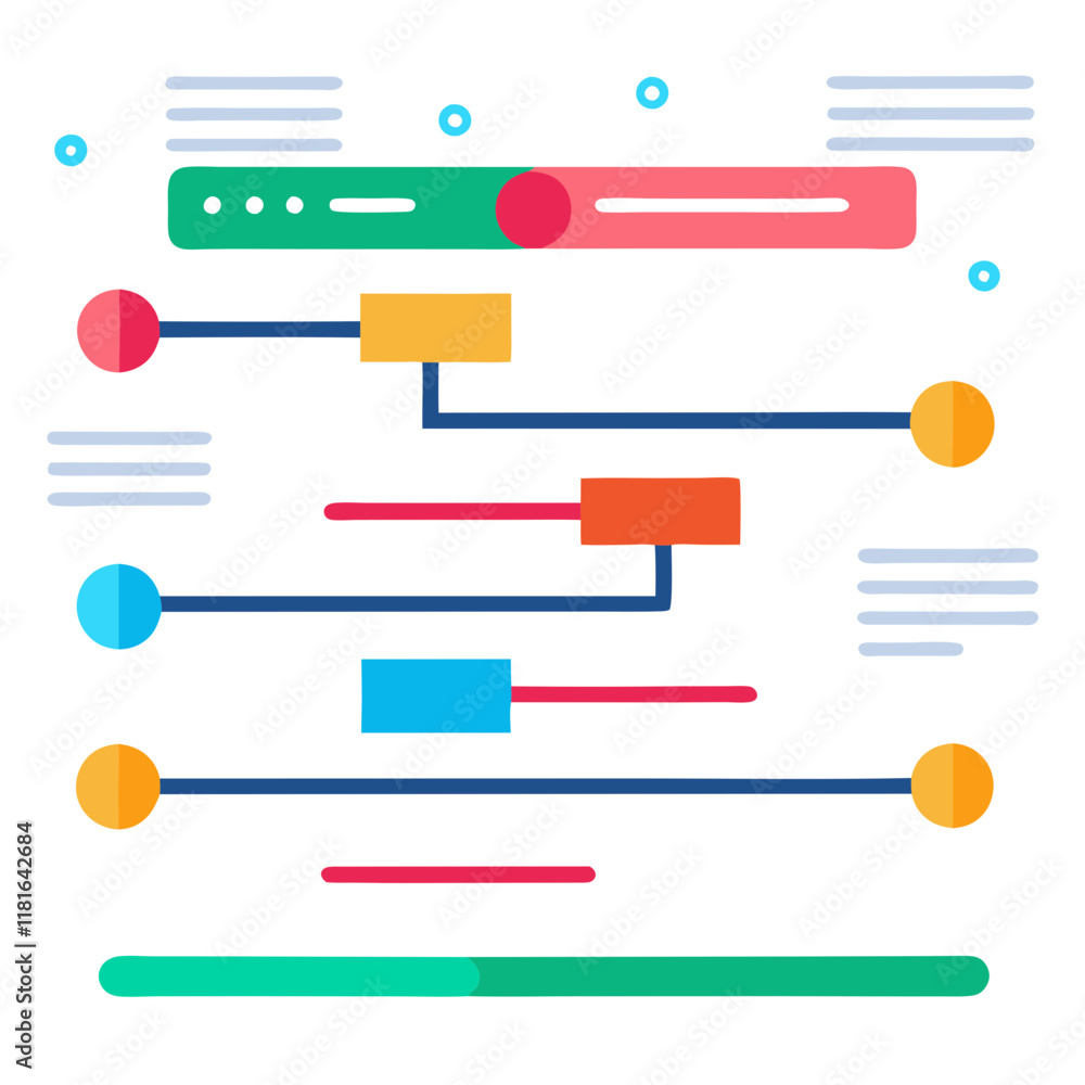 Poster a vibrant gantt chart illustrates the progress of various project tasks with colored bars representi