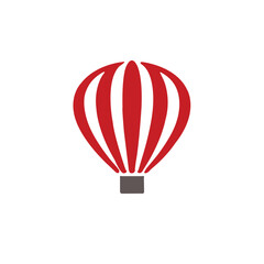 Fototapeta premium Vector red air balloon on white background. Design Template, Summer Vacation and Travelling.
