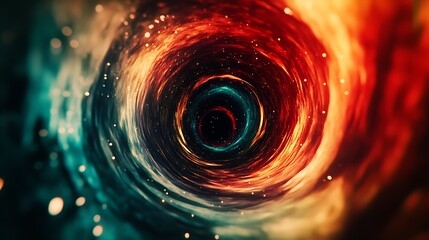 Obraz premium Mesmerizing Spiral of Fiery and Cool Tones Swirling in Cosmic Harmony : Generative AI
