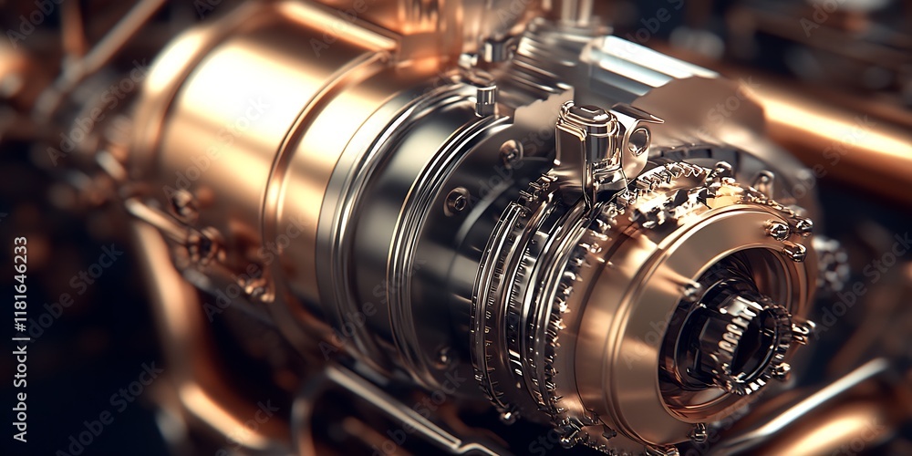 Aufkleber Detailed Engineering Gold and Silver Industrial Machine Components in High-Tech Environment : Generative AI