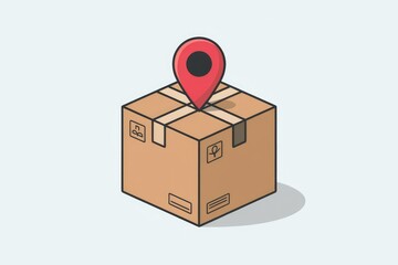Package location tracking: A cardboard box with a location pin on top, indicating delivery tracking.