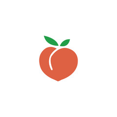 Peach illustration for coloring book template. Orange paech isolated with white background.