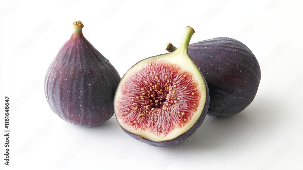 Poster fresh figs placed on a pristine white background create an appealing visual. the freshness of figs i