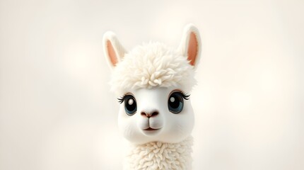 Naklejka premium adorable alpaca on light background for creative marketing and text designs