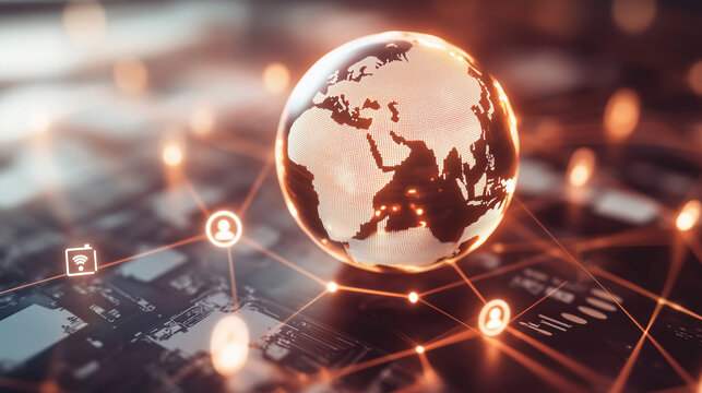 Artificial intelligence globe with futuristic dashboard