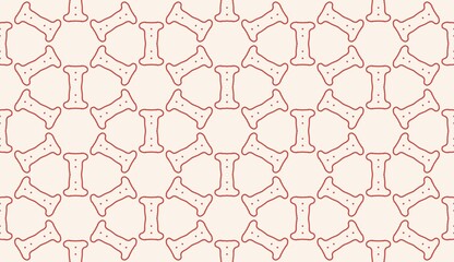Dog Bone Seamless Pattern in Red and Beige.