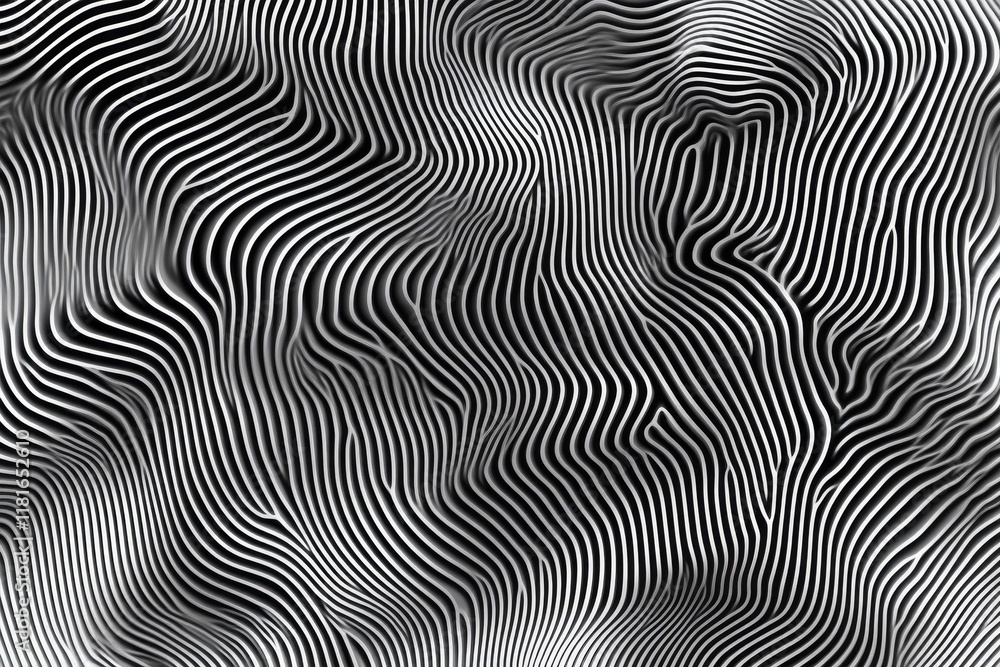 Aufkleber abstract black and white wavy line pattern design with depth and movement in monochrome, ideal for m
