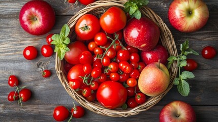 Fresh tomatoes and apples, vibrant red fruits, are perfect for salads to enjoy raw. These nutritious red fruits are packed with vitamins and low in calories, making them ideal for dieting.