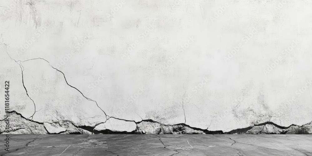 Poster Textured background featuring a white, black, and grey wall and floor with visible cracks, creating an intriguing and dynamic visual for artistic and design purposes.