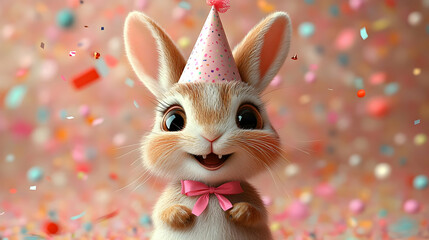 Bunny Celebrates with Joy: Confetti Party Fun