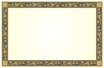 Vector illustration for a rectangular frame border in the shape of a creeping flower, suitable for calligraphy, decoration, certificates, invitation cards