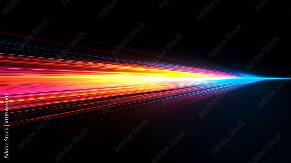Fototapete Intense Multicolored Light Streaks Displaying Speed on Dark Background : Generative AI