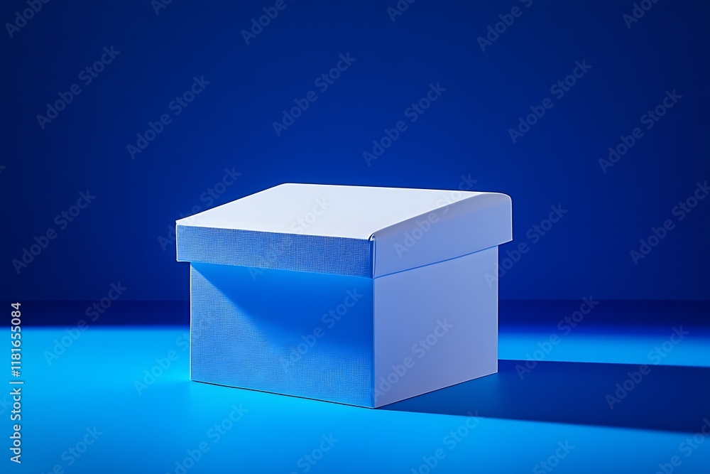 Poster Modern White Box on a Bold Blue Background with Clean Lines and Symmetry : Generative AI