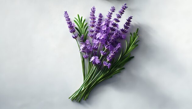 Bunch of Lavender flowers on a white background.