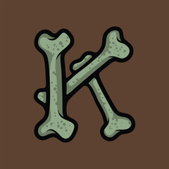 Letter K bone vector illustration