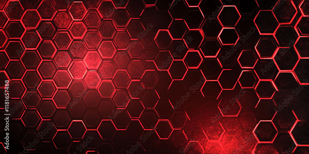 Aufkleber Red hexagonal pattern with textured background and glow