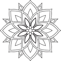 easy mandala design with clean lines for coloring book, tattoo and henna design, creative mandala art, mandala design for adults coloring book