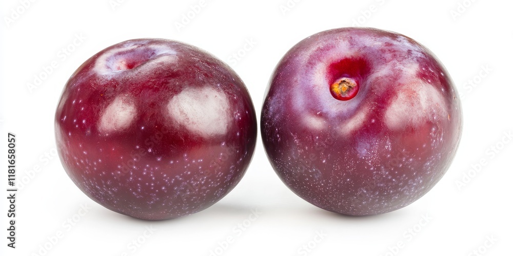 Poster plum isolated on a white background, showcasing the vibrant color and texture of the plum. this plum