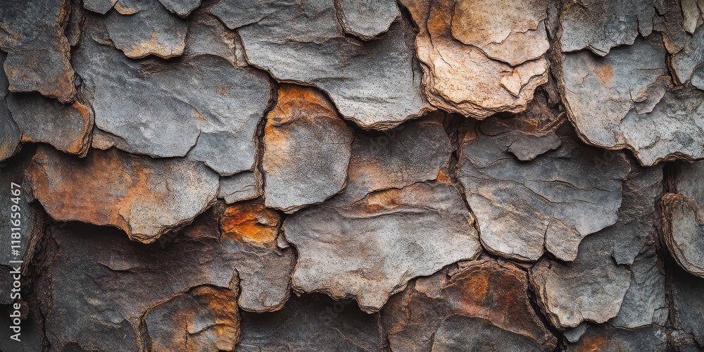 Fototapete Textured tree bark creating a natural background, showcasing the intricate patterns and colors of tree bark, perfect for enhancing design projects with the beauty of tree bark details.