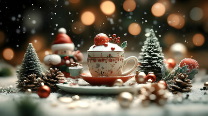 Christmas Teacup Decor Creates Cozy Winter Wonderland Festively