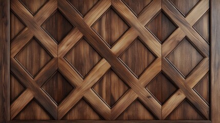 Decorative Brown Wooden Panel with Diamond Pattern Design