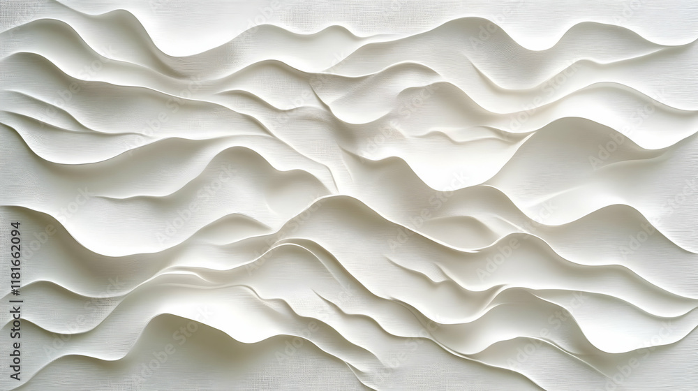 Poster white abstract waves flow smoothly across textured canvas background artfully