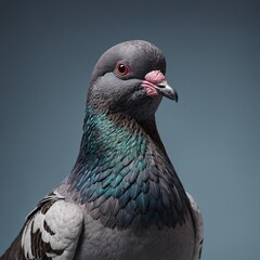 A 3D-rendered pigeon with detailed feathers on a clear background.