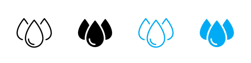 Water drop icon set. Raindrop, oil, tear icons. Drop, droplet, drip sign.
