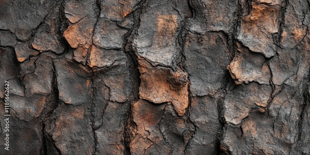 Poster old brown tree bark provides a unique background featuring a natural material texture. the old brown