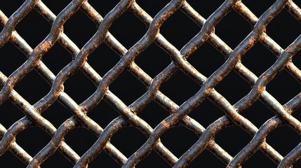 Rusty Metal Wire Mesh Fence Texture Industrial Background Diamond Pattern Grunge Iron