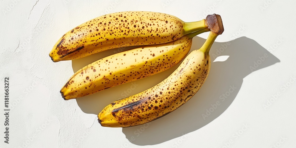 Aufkleber vibrant ripe fresh bananas displayed on a clean white background, showcasing the appealing texture a