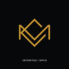 Crown CM MC letters logo design