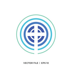 Circle and cross stripes logo design