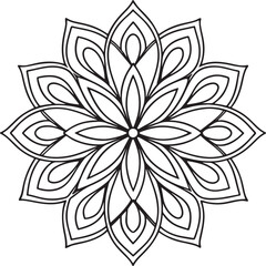 easy mandala design with clean lines for coloring book, tattoo and henna design, creative mandala art, mandala design for adults coloring book