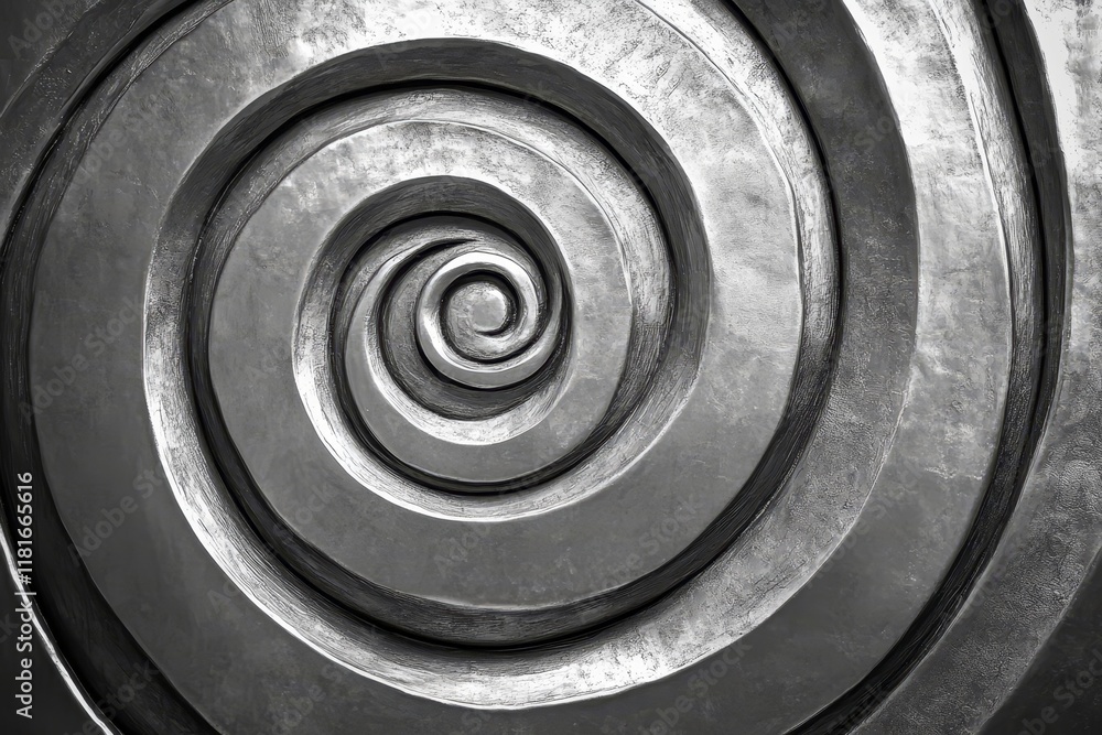 Poster abstract spiral design in shades of gray portraying a unique visual depth and structure, ideal for a