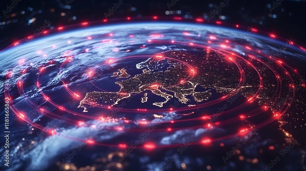 Poster global network connects europe: data streams across continents seamlessly