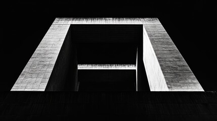 Fototapeta premium A high-contrast photo of tall skyscrapers captured from below, with bold geometric forms in black and white