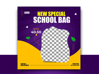 new special school bag social media post design