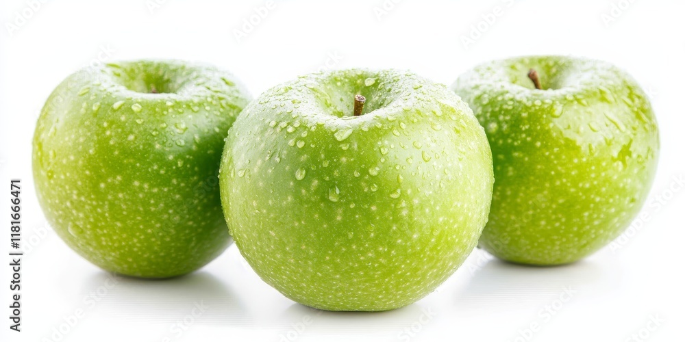 Aufkleber fresh and juicy green apples isolated on a white background, showcasing the vibrant color and crisp 