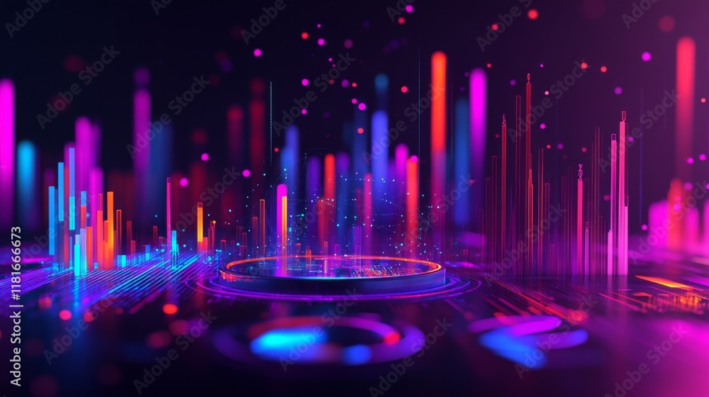 Poster financial data analysis with graph charts and reports displaying business statistics, marketing rese