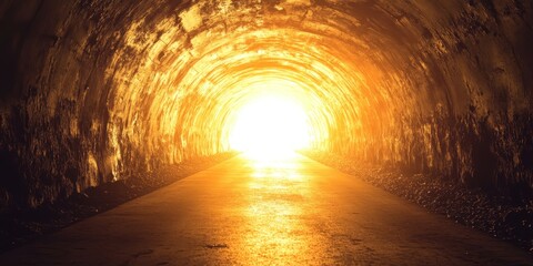 Naklejka premium Light at the end of the tunnel symbolizes hope and positivity, representing the light at the end of the tunnel as a powerful metaphor for overcoming challenges and finding clarity.