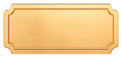 polished gold plaque with rectangular shape and decorative edges, featuring smooth metallic texture and isolated on transparency background