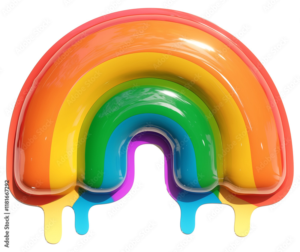 Aufkleber vibrant rainbow shaped resin sculpture with glossy finish and dripping colors, symbolizing creativit