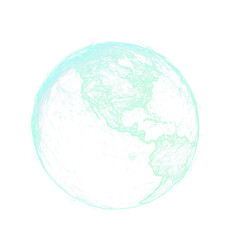 Obraz premium glowing neon green and electric blue globe with radiant lines representing global connectivity and data flow, set against transparency background for futuristic effect