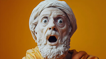 Statue Expresses Shock and Surprise with Wide Eyes and Open Mouth Dramatically