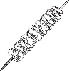 Kebab Line Drawing Vector – Elegant and Tasty Food Illustration