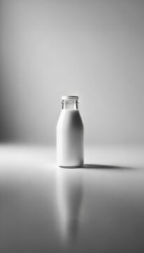 Milk in glass bottle isolated on white background