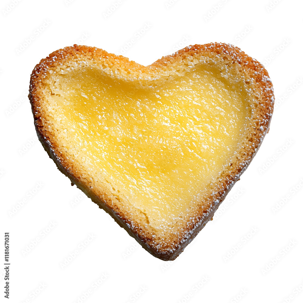 Aufkleber heart shaped lemon bar with golden crust and powdered sugar, isolated on transparency background, sh