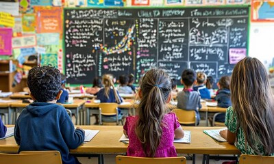 Colorful Classroom Showcases Children Writing in Native Scripts Celebrating Linguistic Heritage